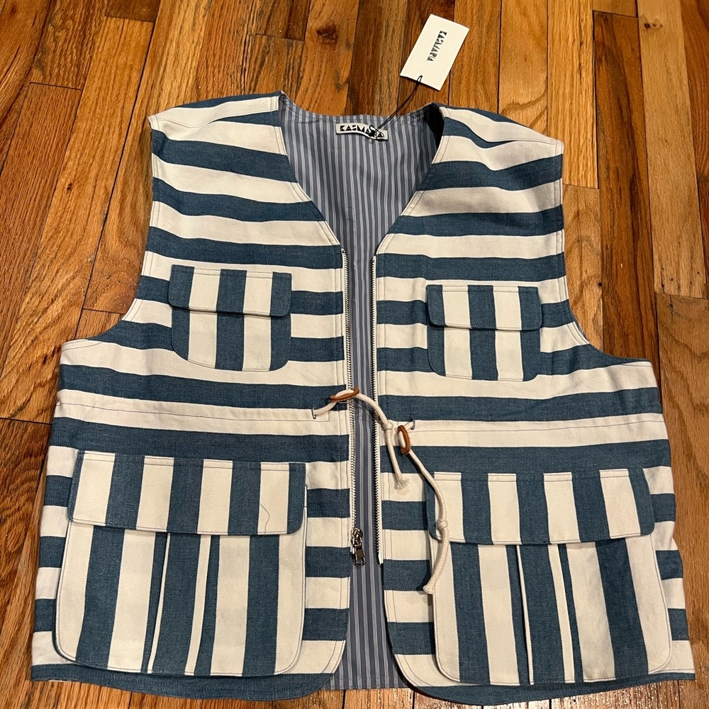 kasmaria kas Maria cotton linen stripe cargo vest